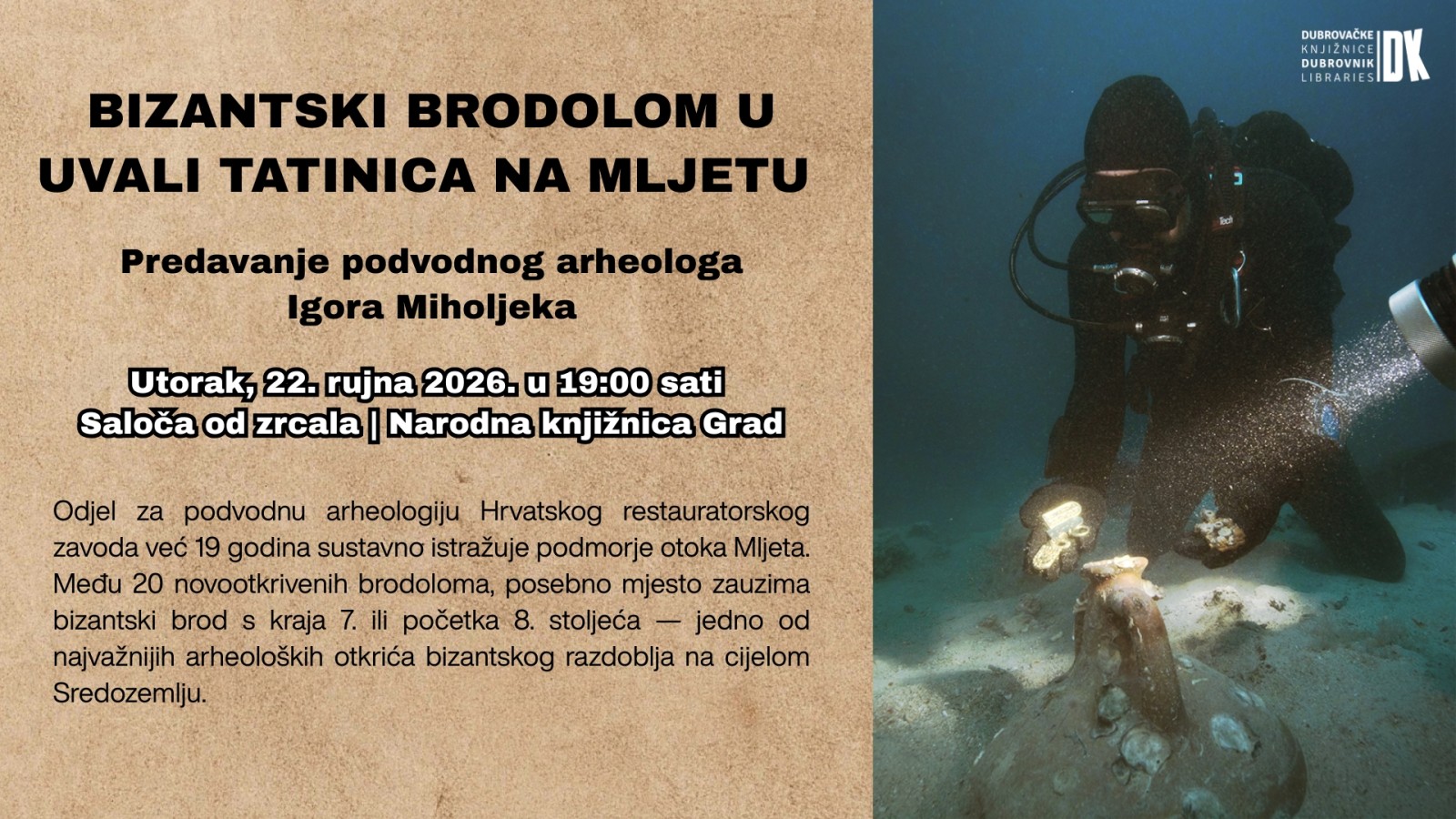 BIZANTSKI BRODOLOM U UVALI TATINICA NA MLJETU